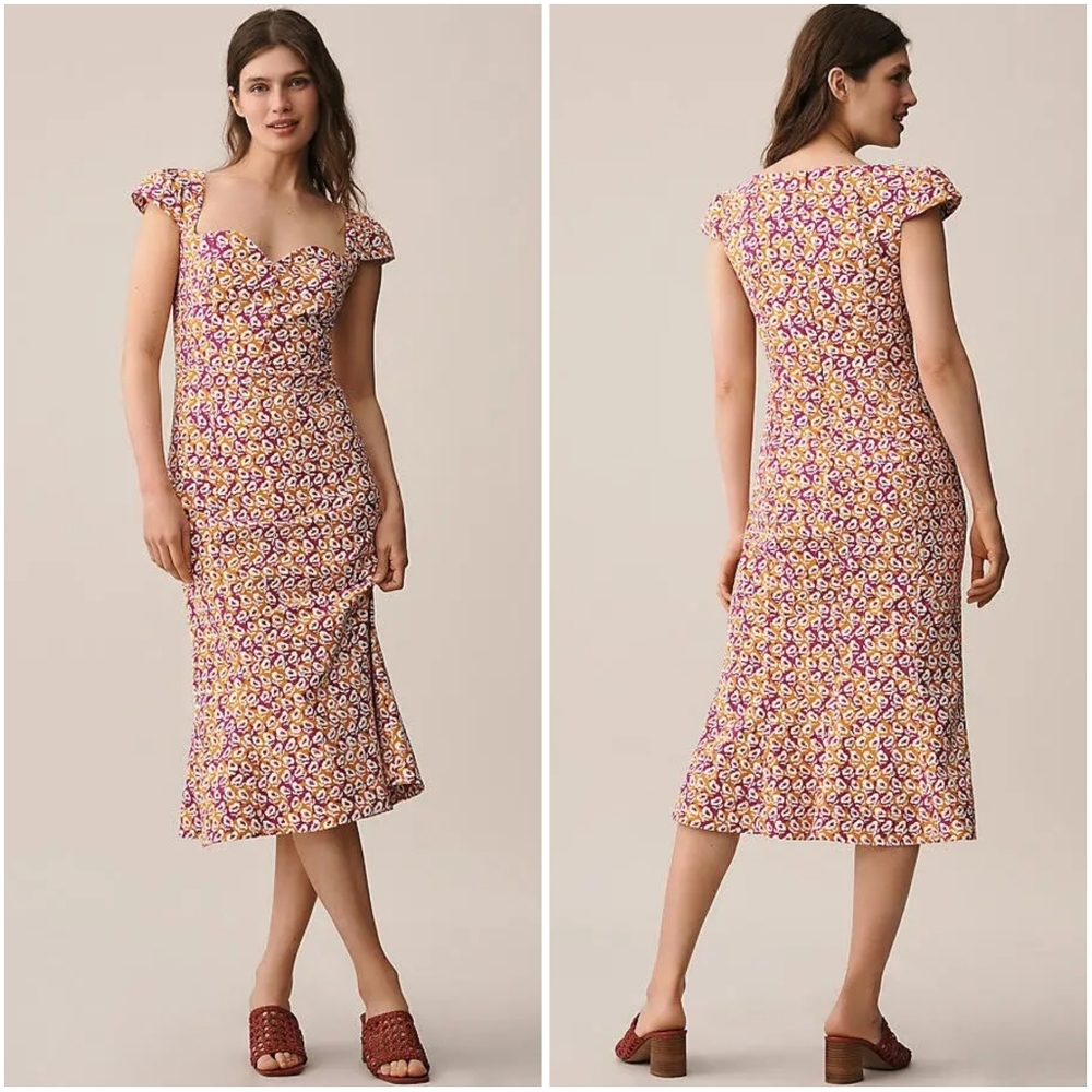 Anthrpologie Maeve Cecily Fit & Flare Sweetheart Dress Dark Purple Large NWT New